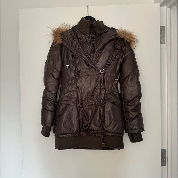 Rudsak Brown Down Jacket with Fur - Picture 1 of 6